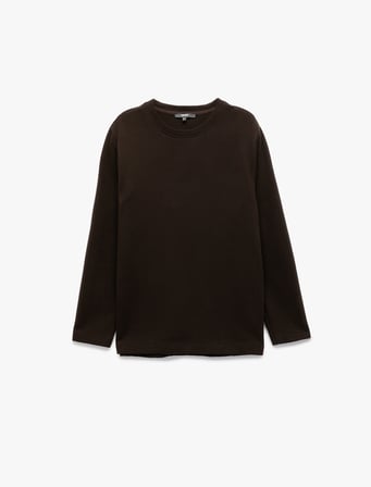 Uzun Kollu Pamuklu Bisiklet Yaka Basic Sweatshirt