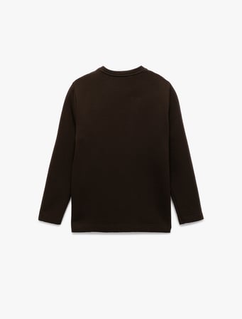 Uzun Kollu Pamuklu Bisiklet Yaka Basic Sweatshirt