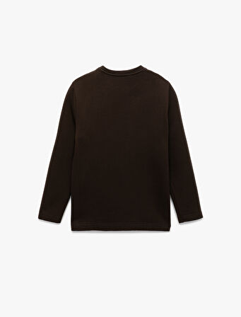 Uzun Kollu Pamuklu Bisiklet Yaka Basic Sweatshirt