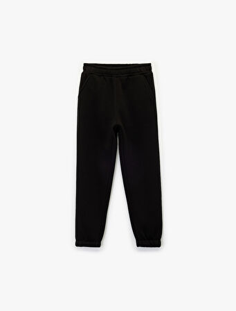 Şardonlu Beli Lastikli Baskılı Basic Jogger Eşofman Altı