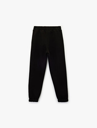 Şardonlu Beli Lastikli Baskılı Basic Jogger Eşofman Altı