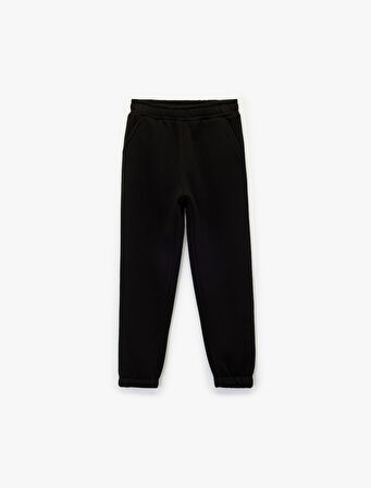 Şardonlu Beli Lastikli Baskılı Basic Jogger Eşofman Altı