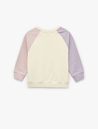 Bisiklet Yaka Uzun Kollu Şardonlu Pamuklu Sweatshirt
