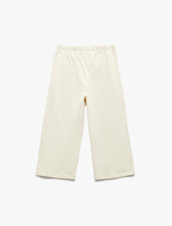 Şardonlu Pamuklu Beli Lastikli Geniş Paça Eşofman Altı