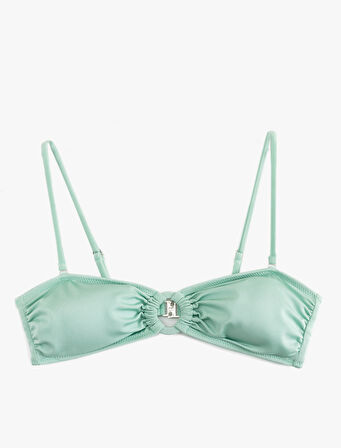 Çıkarılabilir Askılı Aksesuar Detaylı Straplez Bikini Üstü