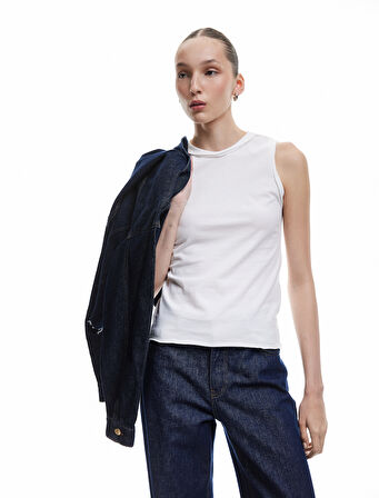 Kolsuz Bisiklet Yaka Dar Kesim Pamuklu Basic Atlet