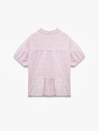 Pamuklu Bağlamalı Yaka Kısa Kollu Düğmeli Gömlek