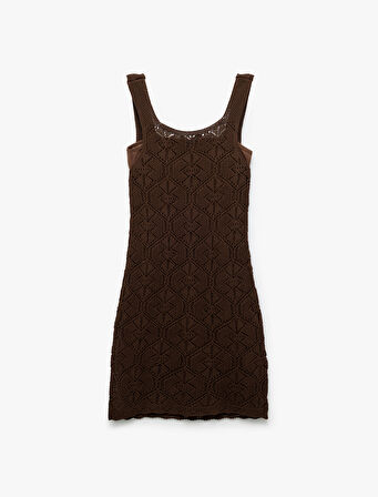 Jakarlı Bisiklet Yaka Kolsuz Mini Slim Elbise