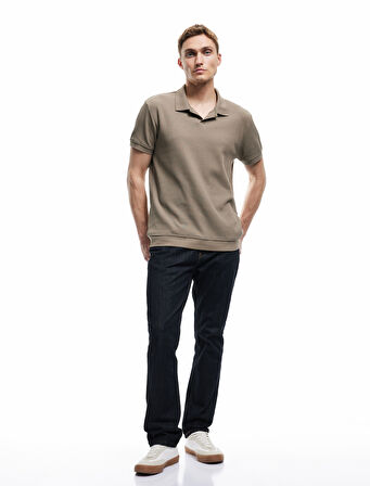 Pamuklu Kısa Kollu Dokulu Regular Fit Polo Yaka Tişört