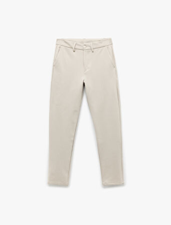 Cep Detaylı Düğmeli Slim Fit Kumaş Pantolon