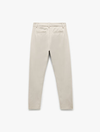 Cep Detaylı Düğmeli Slim Fit Kumaş Pantolon