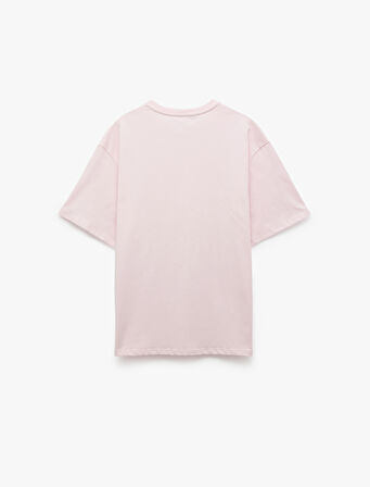 Kısa Kollu Bisiklet Yaka Pamuklu Basic Oversize Tişört