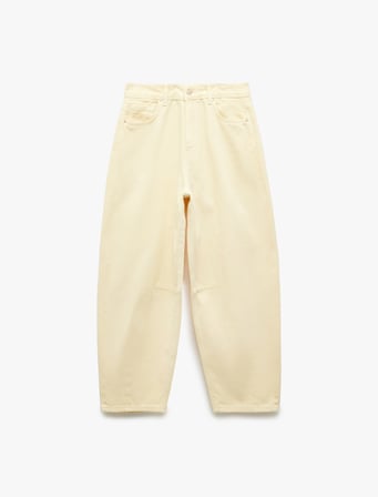 Pamuklu Cep Detaylı Rahat Kesim Barrel Fit Jean Pantolon - Barrel Jean