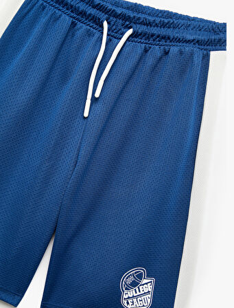 Beli Lastikli Baskı Detaylı Cepli Şort