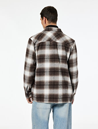 Regular Fit Cep Detaylı Uzun Kollu Klasik Yaka Oduncu Gömleği