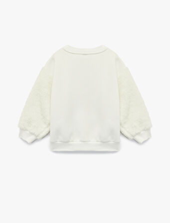 Penguen Baskılı Uzun Kollu Bisiklet Yaka Pamuklu Sweatshirt