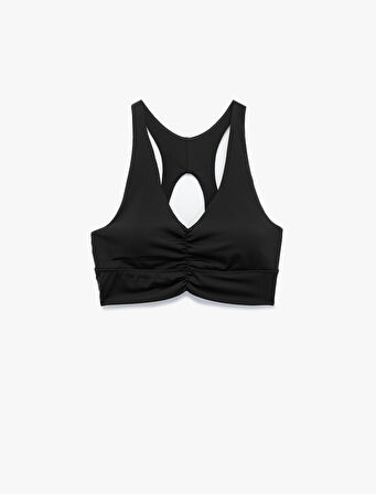 V Yaka Kolsuz Pencere Detaylı Sporcu Sütyeni