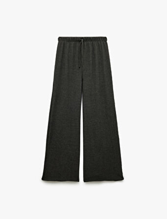 Bürümcük Kumaş Bağlama Detaylı Geniş Paça Pantolon