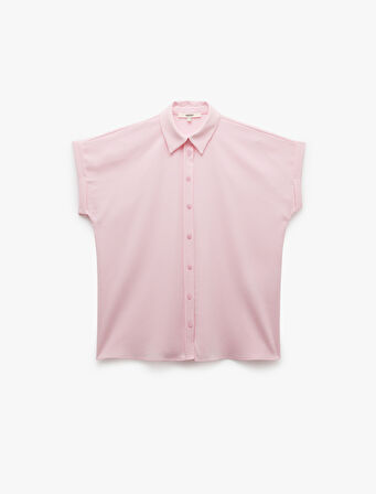 Krep Kumaş Klasik Yaka Kısa Kollu Gömlek