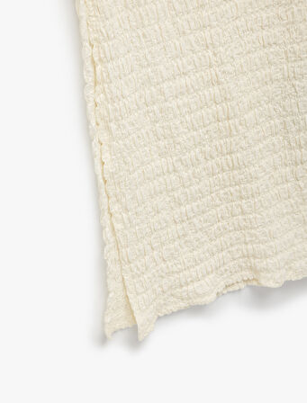 Slim Fit Yırtmaç Detaylı Dokulu Uzun Pareo Etek