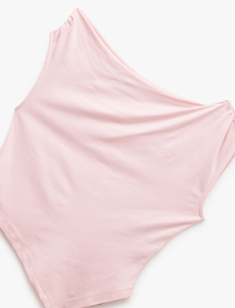 Kolsuz Drapeli Asimetrik Bluz