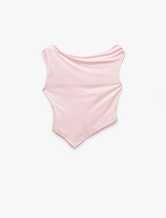 Kolsuz Drapeli Asimetrik Bluz