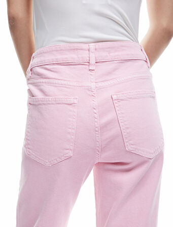 Pamuklu Düğmeli Cepli Dar Kalıp Yüksek Bel İspanyol Paça Jean Pantolon - Flare Jeans