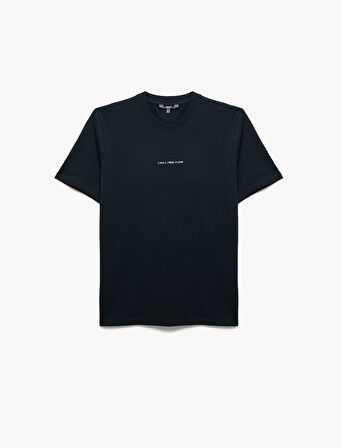 Bisiklet Yaka Kısa Kollu Regular Fit Pamuklu Arkası Baskılı Tişört