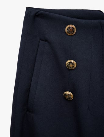 Slim Fit Düğmeli Yüksek Bel Cigarette Kumaş Pantolon