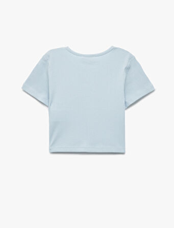 Kurdele Baskılı Kısa Kollu Bisiklet Yaka Pamuklu Kaşkorse Tişört