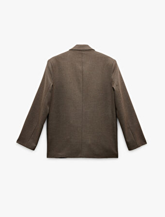 Çift Cepli Uzun Kollu Kruvaze Blazer Ceket