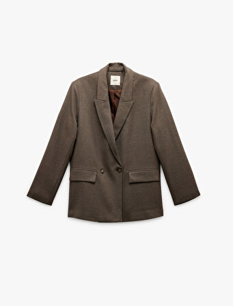 Çift Cepli Uzun Kollu Kruvaze Blazer Ceket