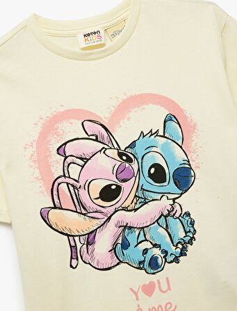 Lisanslı Kısa Kollu Bisiklet Yaka Pamuklu Stitch Tişört