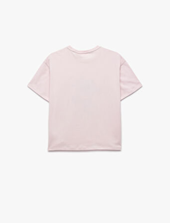 Pamuklu Lisanslı Stitch Baskılı Bisiklet Yaka Kısa Kollu Tişört