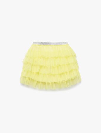 Katlı Lastik Detaylı Tütü Etek