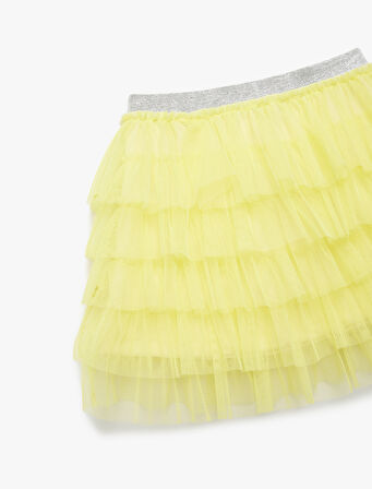 Katlı Lastik Detaylı Tütü Etek