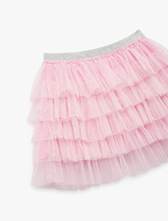 Katlı Lastik Detaylı Tütü Etek