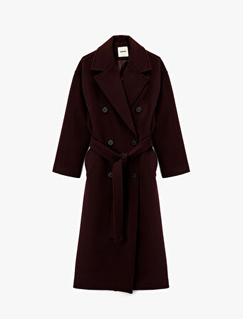 Kemerli Kaban Kaşe Kruvaze Cepli Uzun Kollu