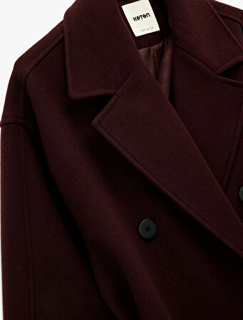 Kemerli Kaban Kaşe Kruvaze Cepli Uzun Kollu