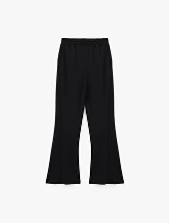 Yüksek Bel Oversize Şardonlu Geniş Paça Modal Karışımlı Spor Eşofman Altı