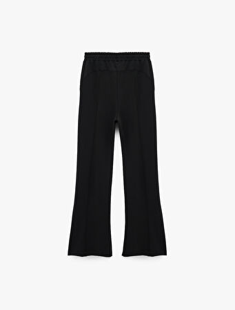 Yüksek Bel Oversize Şardonlu Geniş Paça Modal Karışımlı Spor Eşofman Altı