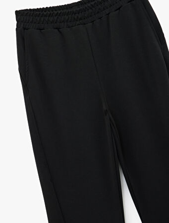 Yüksek Bel Oversize Şardonlu Geniş Paça Modal Karışımlı Spor Eşofman Altı