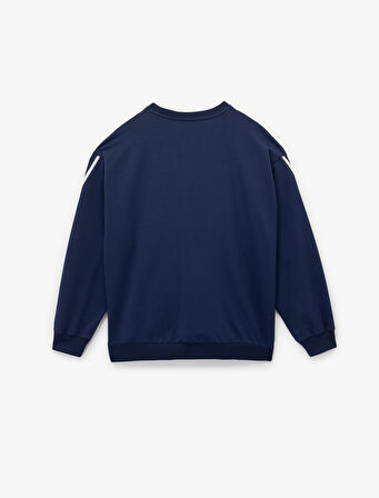 Uzun Kollu Bisiklet Yaka Baskılı Sweatshirt