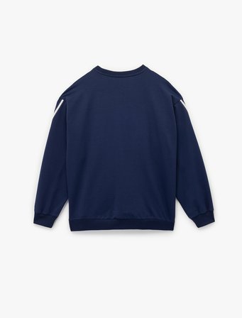 Uzun Kollu Bisiklet Yaka Baskılı Sweatshirt