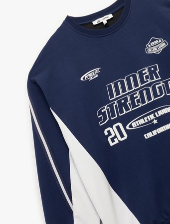 Uzun Kollu Bisiklet Yaka Baskılı Sweatshirt