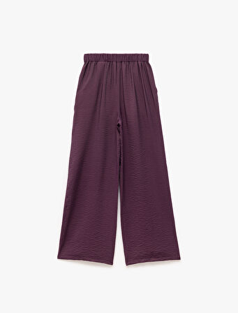 Viskon Pileli Cepli Yüksek Bel Palazzo Pantolon