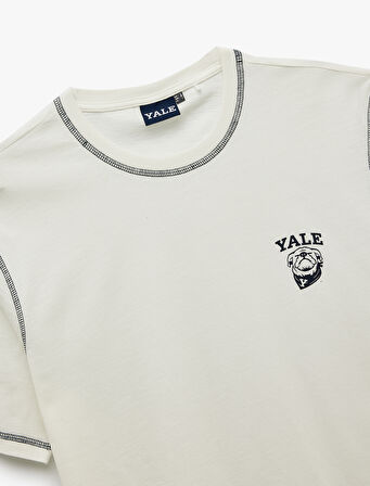 Kısa Kollu Pamuklu Regular Fit  Dikiş Detaylı Bisiklet Yaka Baskılı Lisanslı Yale Tişört