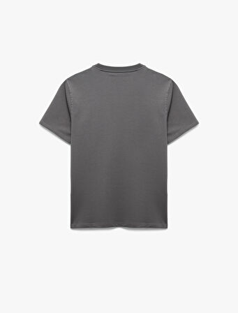 Kısa Kollu Bisiklet Yaka Regular Fit Pamuklu Minimal Baskılı Tişört