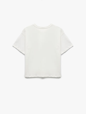 Bisiklet Yaka Kısa Kollu Fiyonk Detaylı Pamuklu Tişört