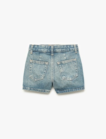 Cep Detaylı Pamuklu Denim Şort Etek